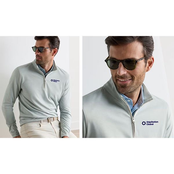 SSG Peter Millar Men's Albatross Cotton-Blend Pique Quarter-Zip - Light Willow