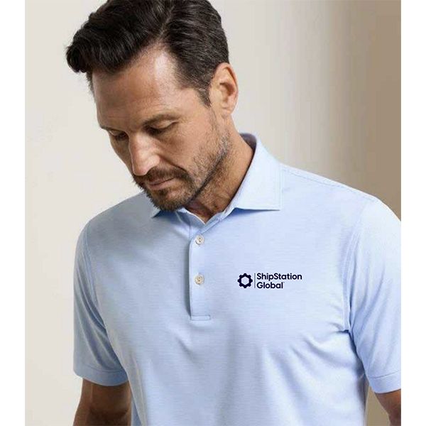SSG Peter Millar&reg; Jubilee Stripe Performance Short Sleeve Polo - Cottage Blue